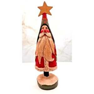 Primitive Folk Art Santa‎ Figurine House of Hatten Paper Mache Vintage 1989 EUC